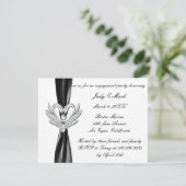 Black Ribbon Silver Swans Engagement Party einlade Einladung (Stehend Vorderseite)