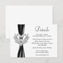 Black Ribbon Silver Swans Hochzeitsdetails