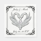 Black Ribbon Silver Swans Papier Napkins Serviette (Vorderseite)