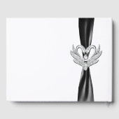 Black Ribbon Silver Swans Wedding Gästebuch (Rückseite)