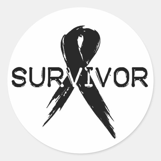 Black Ribbon - Survivor Runder Aufkleber (Vorderseite)