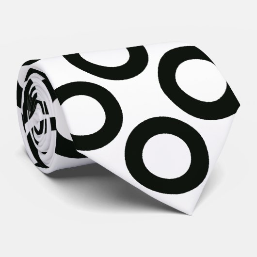 Black Rings Pattern auf Weiß Krawatte (Gerollt)