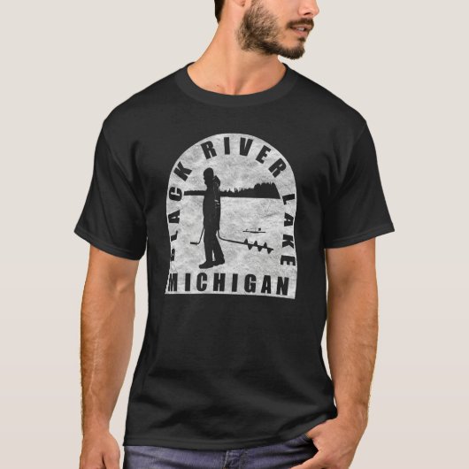 Black River Lake Ice Fischen T-Shirt (Vorderseite)