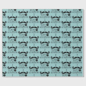 Black Robin Egg Blue Mustache Spaß Geschenkpapier (Flach)
