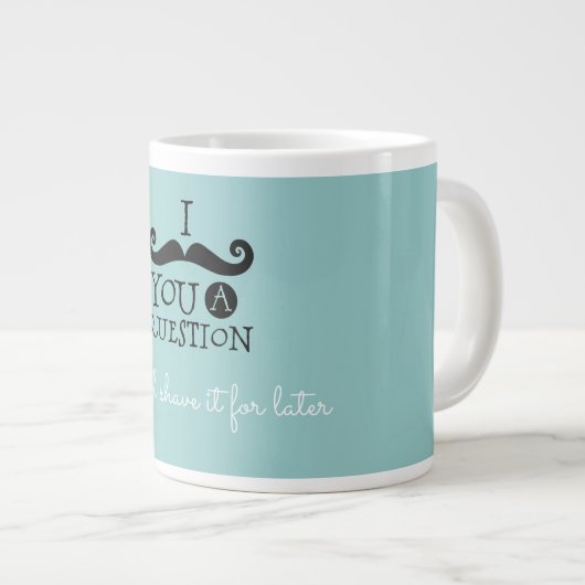 Black Robin Egg Blue Mustache Spaß Jumbo-Tasse (Vorderseite Rechts)