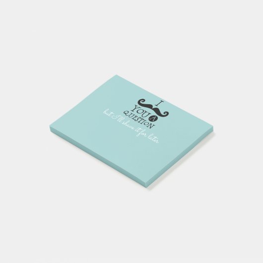 Black Robin Egg Blue Mustache Spaß Post-it Klebezettel (angewinkelt)