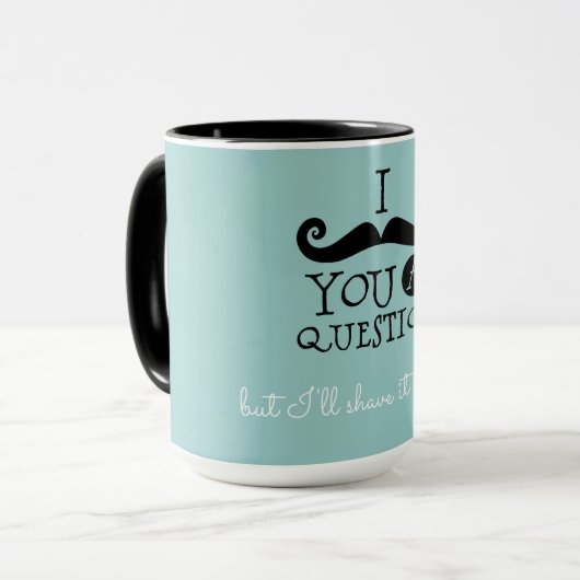 Black Robin Egg Blue Mustache Spaß Tasse (Vorderseite Links)