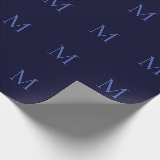 Black Rock Deep Blue Classique Monogram Geschenkpapier (Ecke)