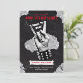 Black Rock Metal Babydusche Einladung (Stehend Vorderseite)