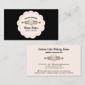 Black Rolling Button Rustikale Bäckerei Visitenkarte (Vorne/Hinten)