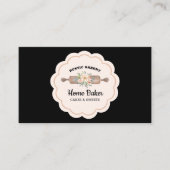 Black Rolling Button Rustikale Bäckerei Visitenkarte (Vorderseite)