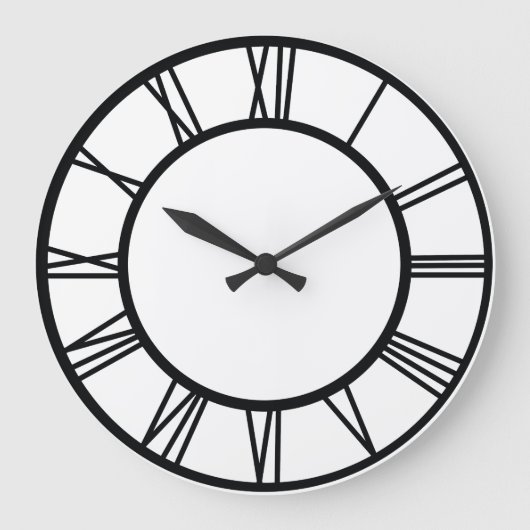 Black Roman Numbers in Circle Große Wanduhr (Vorderseite)