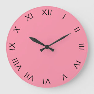 Black Roman Numbers On Pink wccn Große Wanduhr