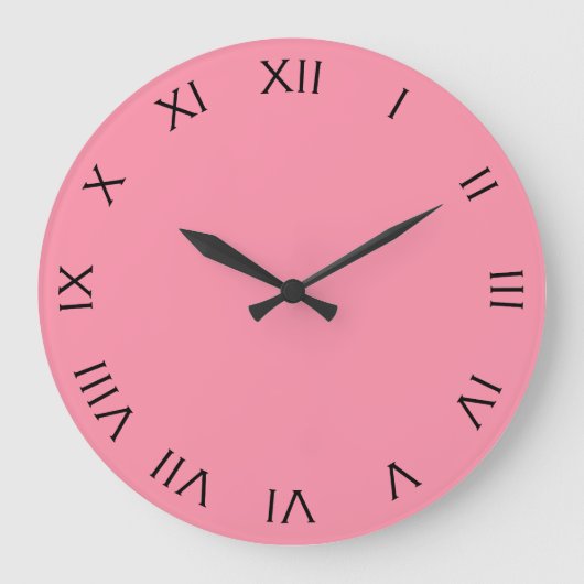 Black Roman Numbers On Pink wccn Große Wanduhr (Vorderseite)