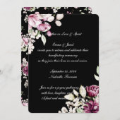 Black Romantic Bloom Floral Peony Einladung (Vorne/Hinten)