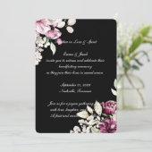 Black Romantic Bloom Floral Peony Einladung (Stehend Vorderseite)