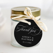 Black Romantic Calligraphy Wedding Danke Geschenkanhänger