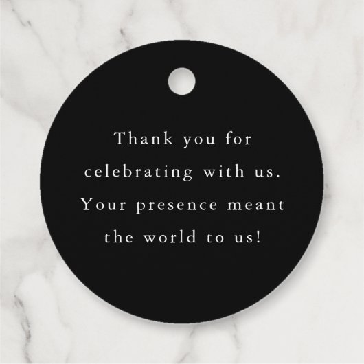 Black Romantic Calligraphy Wedding Danke Geschenkanhänger (Rückseite)