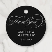 Black Romantic Calligraphy Wedding Danke Geschenkanhänger (Vorderseite)