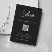 Black Romantic Calligraphy Wedding QR Code RSVP Karte