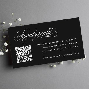 Black Romantic Calligraphy Wedding QR Code UAWG Begleitkarte