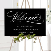 Black Romantic Calligraphy Wedding Willkommenszeic Poster