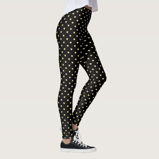 Black Romantic Gold Hearts Muster Leggings (Rechts)