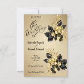Black Romantic Gold Orchids Blumenhochzeit Einladung (Vorderseite)