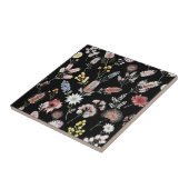 Black Romantic Moody Watercolor Wildflowers Fliese (Seite)
