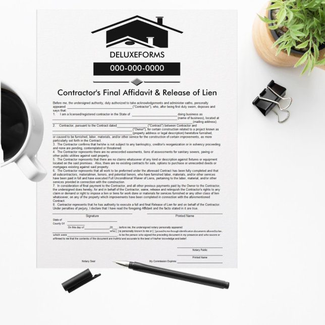 Black Roof Final Affidavit & Release Lien Form (Von Creator hochgeladen)
