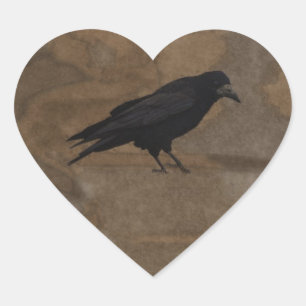 Black Rook British Corvid und rustikaler Hintergru Herz-Aufkleber