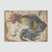 Black Rooster and Chicks Decoupage Seidenpapier (Vorderseite)