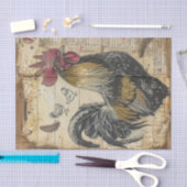Black Rooster and Chicks Decoupage Seidenpapier (Handwerk)