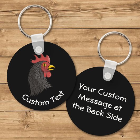 Black Rooster Head Schlüsselanhänger