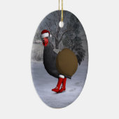 Black Rooster Santa Claus Keramik Ornament (Rechts)