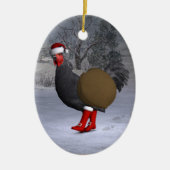 Black Rooster Santa Claus Keramik Ornament (Vorne)