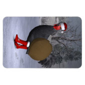 Black Rooster Santa Claus Magnet (Horizontal)