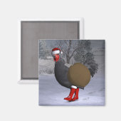Black Rooster Santa Claus Magnet (Vorderseite/Rückseite)