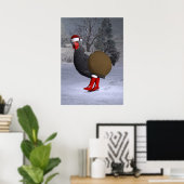 Black Rooster Santa Claus Poster (Heimbüro)