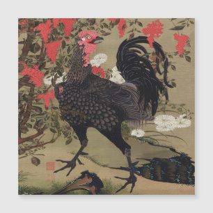 Black Rooster und Nandin von Ito Jakuchu Magnetkarte
