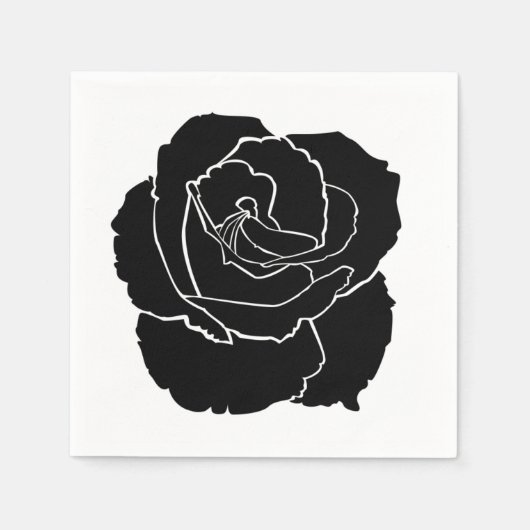 Black Rose Cocktail Napkins - Hochzeitsessen Party Serviette (Vorderseite)