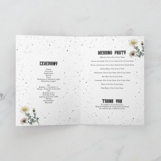 Black Rose Crows Wedding Order of Service Programm (Innenseite)