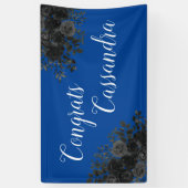 Black Rose Dark Gothic Graduation Party Blue Banner (Vertikal)