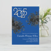 Black Rose Dark Gothic Graduation Party Blue Einladung (Stehend Vorderseite)