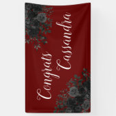 Black Rose Dark Gothic Graduation Party Maroon Banner (Vertikal)