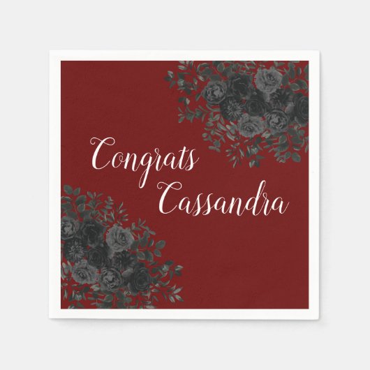 Black Rose Dark Gothic Graduation Party Maroon Serviette (Vorderseite)