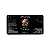 Black Rose Dropper bottle label 2.375 x 1.25 Adressaufkleber (Vorne)