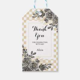 Black Rose Flora Gold & White Checked Vielen Dank Geschenkanhänger