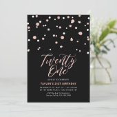 Black & Rose Gold 21. Geburtstag Party I Einladung (Stehend Vorderseite)