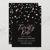 Black & Rose Gold 21. Geburtstag Party I Einladung (Vorne/Hinten)